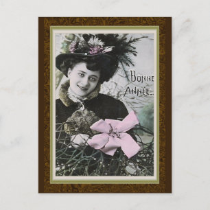 "Bonne Annee" - Vintage französische Neujahrskarte Feiertagspostkarte