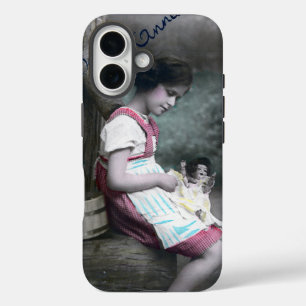 Bonne Année Vintage Mädchen mit Puppe iPhone 16 Hülle