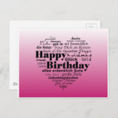 Bonne fête en plusieurs languages postkarte (Vorne/Hinten)