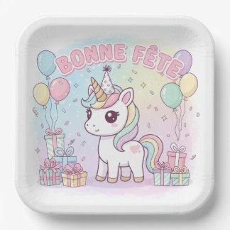bonne fête licorne pappteller