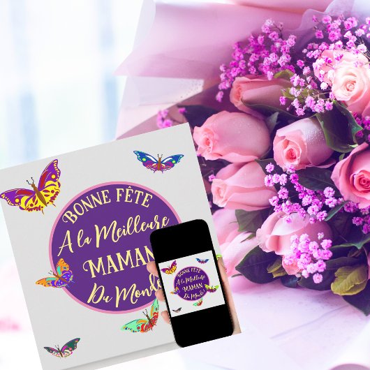 Bonne fête maman - papillons multicolores karte