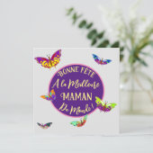 Bonne fête maman - papillons multicolores karte (Stehend Vorderseite)