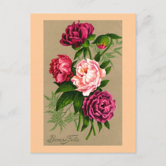 "Bonne Fete" Vintage French Christmas Feiertagspostkarte (Vorderseite)