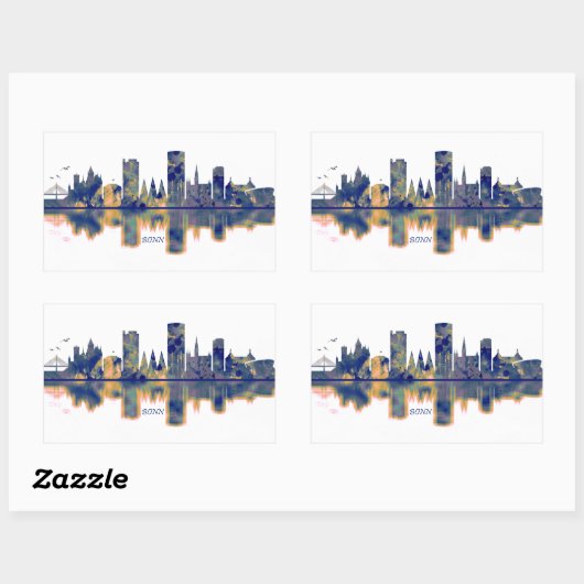 Bonner Skyline Rechteckiger Aufkleber (Blatt)