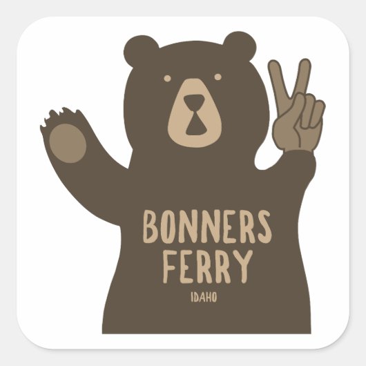 Bonners Ferry Idaho Peace Bear Quadratischer Aufkleber (Vorderseite)