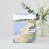 Bonnet Shores | Wasserfarbe Rhode Island Strand Postkarte (Stehend Vorderseite)