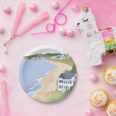 Bonnet Shores | Wasserfarbenes Rhode Island-Strand Pappteller (Party)