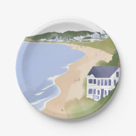 Bonnet Shores | Wasserfarbenes Rhode Island-Strand Pappteller