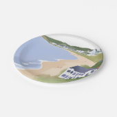Bonnet Shores | Wasserfarbenes Rhode Island-Strand Pappteller (Schrägansicht)