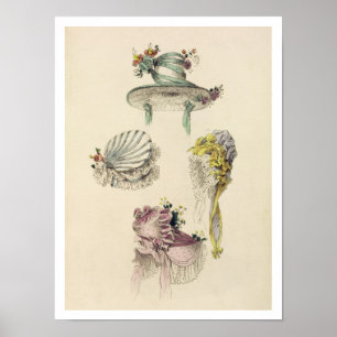 Bonnets für einen Anlass, Modeplatte von Ackerm Poster