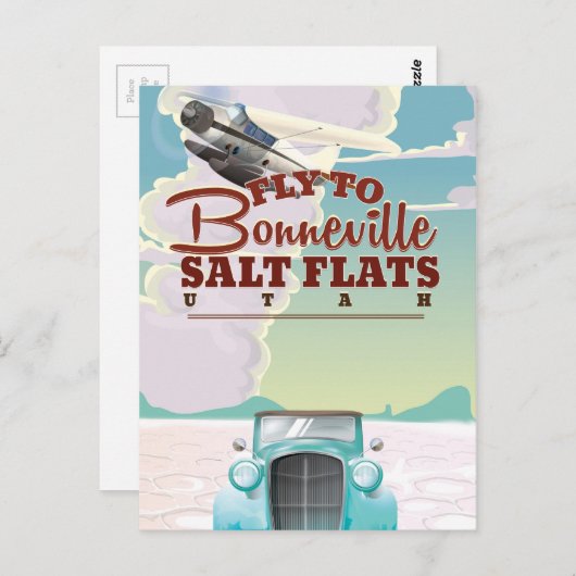 Bonneville Salt Flat Utah Reiseplakat Postkarte (Vorne/Hinten)