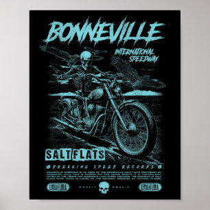 Bonneville Salt Flats Motorrad Racing Vintag Bi Poster