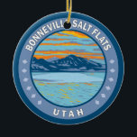 Bonneville Salt Flats Utah Wandern Vintag Keramik Ornament<br><div class="desc">Bonneville Salt Flats Vektorgrafik Design. Sie sind eine dicht gepackte Salzpfanne im Landkreis Tooele im Nordwesten Utah.</div>