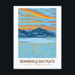 Bonneville Salt Flats Utah Wandern Vintag Postkarte<br><div class="desc">Bonneville Salt Flats Vektorgrafik Design. Sie sind eine dicht gepackte Salzpfanne im Landkreis Tooele im Nordwesten Utah.</div>