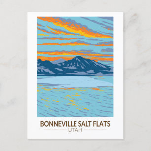 Bonneville Salzflächen Utah Reise Kunst Vintage Postkarte