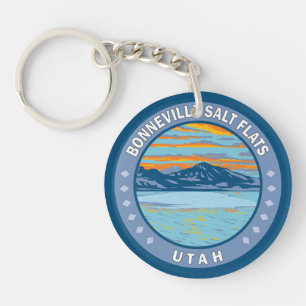 Bonneville Salzflächen Utah Reise Kunst Vintage Schlüsselanhänger