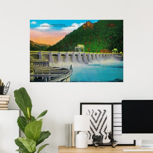 Bonneville-Staudamm am Columbia-Fluss Poster (Heimbüro)