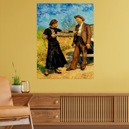 Bonnie and Clyde Fooling Around 1934 AI Painting Poster (Wohnzimmer 2)