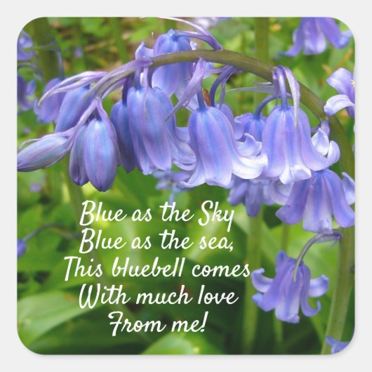 Bonnie Bluebell mit Liebe Quadratischer Aufkleber (Vorderseite)