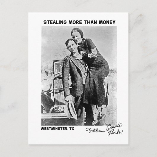 Bonnie & Clyde in Westminster (Texas) Postkarte (Vorderseite)
