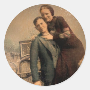 Bonnie & Clyde Runder Aufkleber