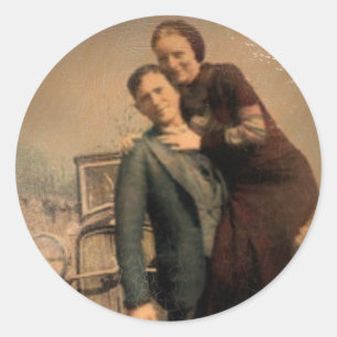 Bonnie & Clyde Runder Aufkleber