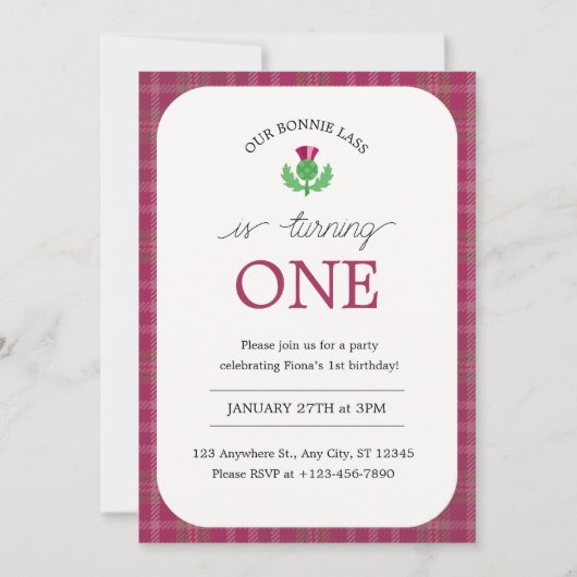 Bonnie Lass Birthday Einladung (Vorderseite)
