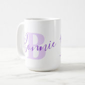Bonnie Name bedeutet Monogramm B lila Text Kaffee  Kaffeetasse (Vorderseite Links)