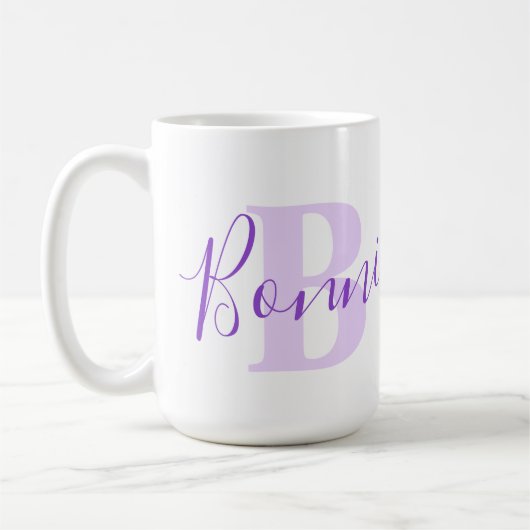 Bonnie Name bedeutet Monogramm B lila Text Kaffee Kaffeetasse (Links)