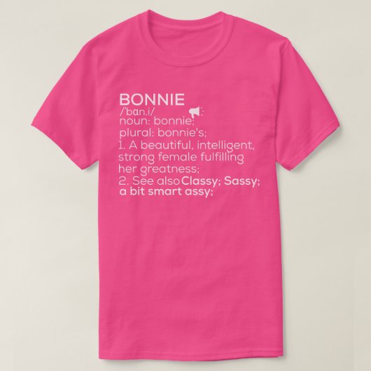 Bonnie Name Bonnie Definition Bonnie weibliche Bez T-Shirt (Design vorne)
