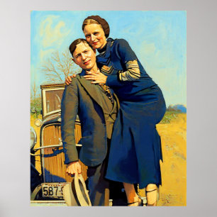 Bonnie Parker Clyde Barrow 1933 Faux-Gemälde Poster