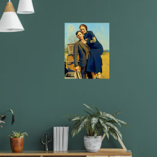Bonnie Parker Clyde Barrow 1933 Faux-Malerei Poster
