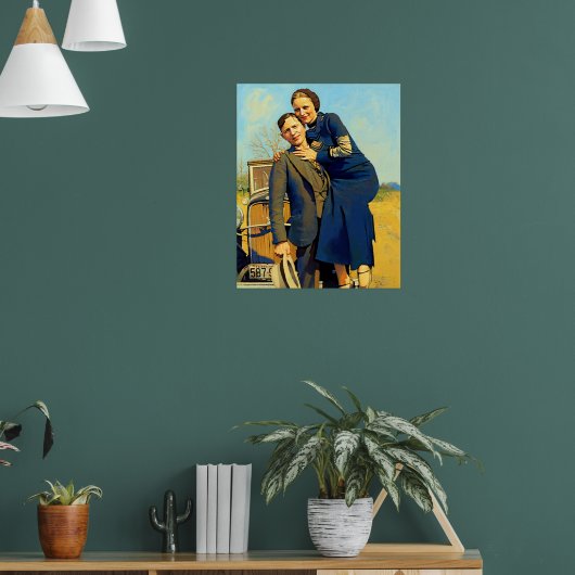 Bonnie Parker Clyde Barrow 1933 Imitate Malerei Poster (Wohnzimmer 1)