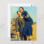 Bonnie Parker Clyde Barrow 1933 Imitate Malerei Postkarte (Vorne/Hinten)