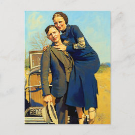 Bonnie Parker Clyde Barrow 1933 Imitate Malerei Postkarte
