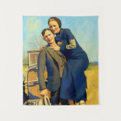 Bonnie Parker Clyde Barrow 1933 Imitate Malerei Wandteppich (Vorderseite)