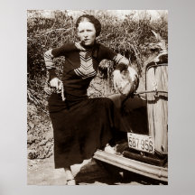 Bonnie Parker Rauchen ein Auto 1933 Schwarz-weiß