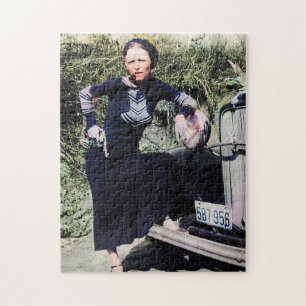 Bonnie Parker raucht eine Zigarre 1933 Color Redux Puzzle