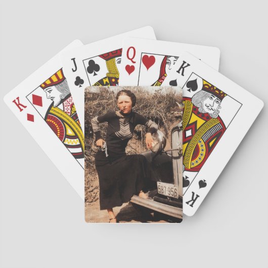 Bonnie Parker Smoking A Cigar 1933 Color Spielkarten (Rückseite)