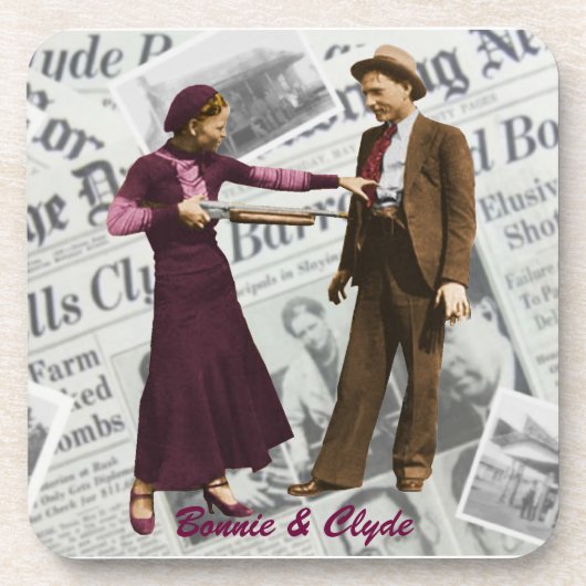 Bonnie Parker und Clyde-Karren Untersetzer (Vorderseite)