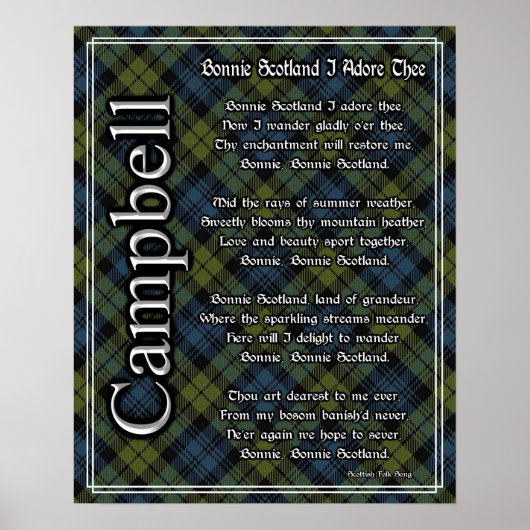 Bonnie Scotland I Adore The Campbell Tartan Poster (Vorne)