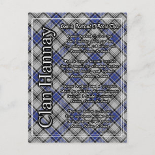 Bonnie Scotland I Adore The Clan Hannay Tartan Postkarte