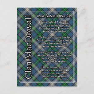 Bonnie Scotland I Adore The Clan MacDowall Tartan Postkarte