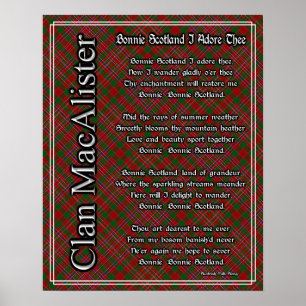 Bonnie Scotland I Adore the MacAlister Tartan Poster