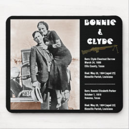 Bonnie u. Clyde (Sepia) auf Schwarzem, Mousepad