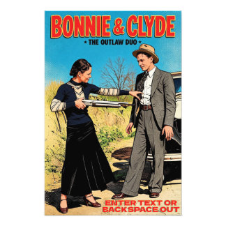 Bonnie und Clyde Retro Art Outlaw Duo anpassen Fotodruck