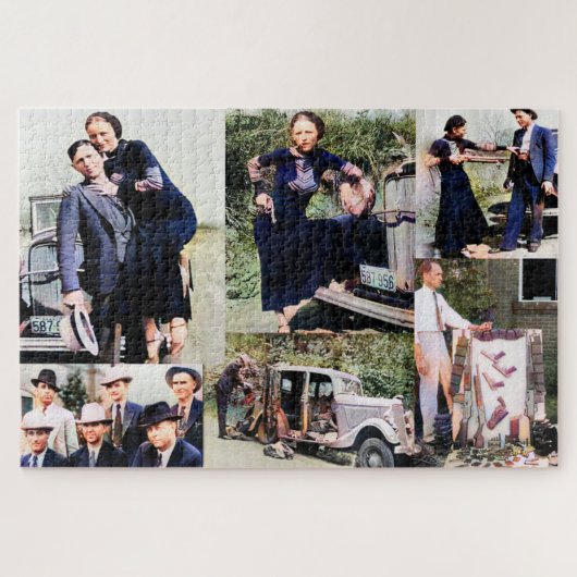 Bonnie und Clyde Story Collage Color Redux Puzzle (Horizontal)