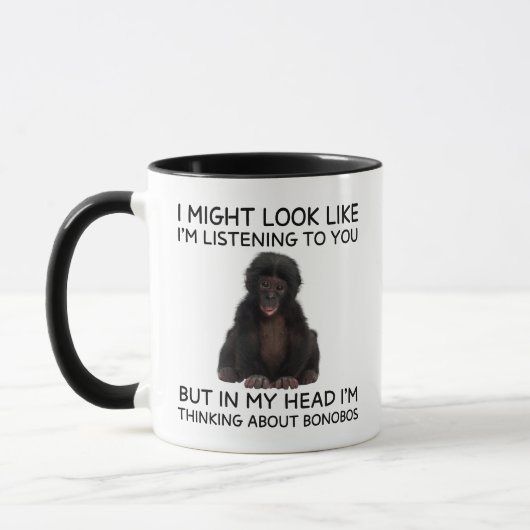 Bonobo Mug Funny Thinking Ape Tasse (Links)