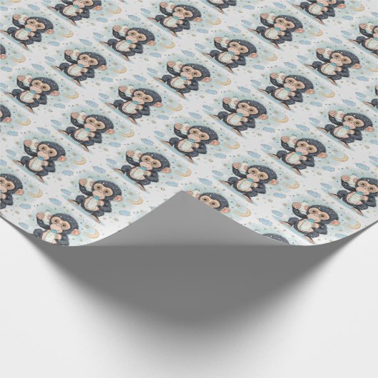 Bonobo Niedlich Baby Pastel Wasserfarbmuster Geschenkpapier (Ecke)