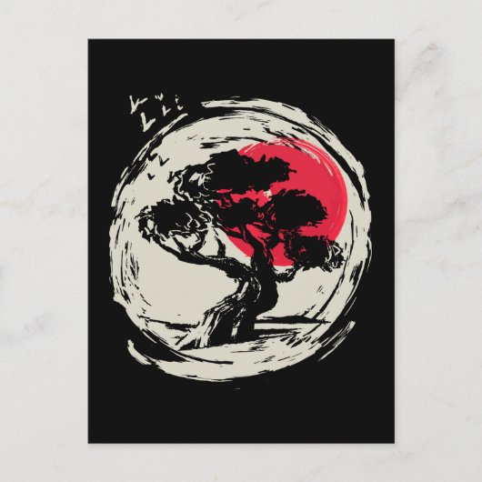 Bonsai Art Japanese Sunset Postkarte (Vorderseite)